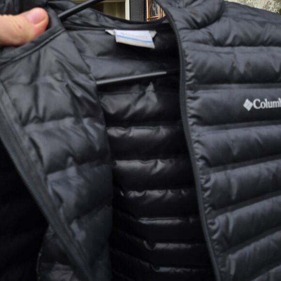 COLUMBIA Mens Black Lightweight Cold Weather Duck Feather Down Jacket Size XL C2 - Picture 6 of 7